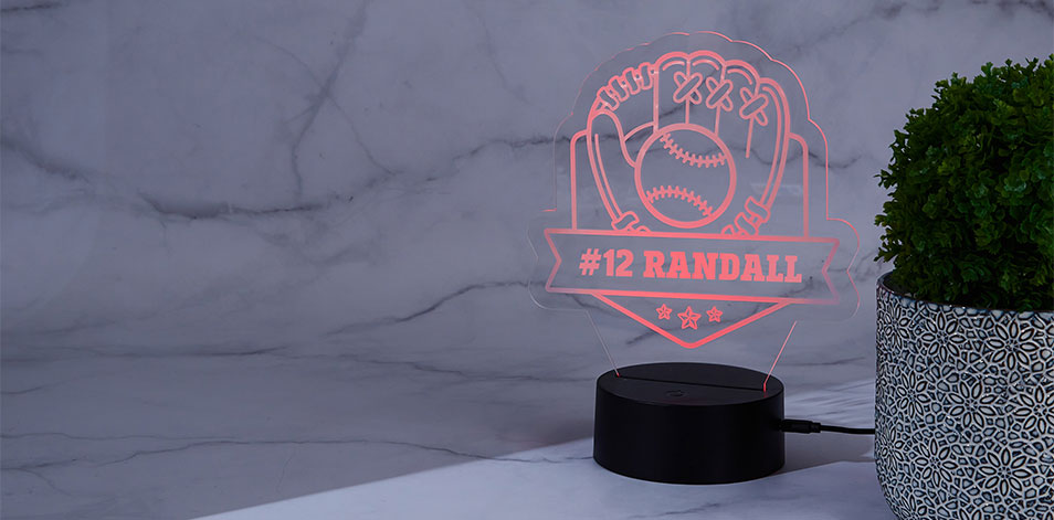 Personalized Black LED Sign - Baseball