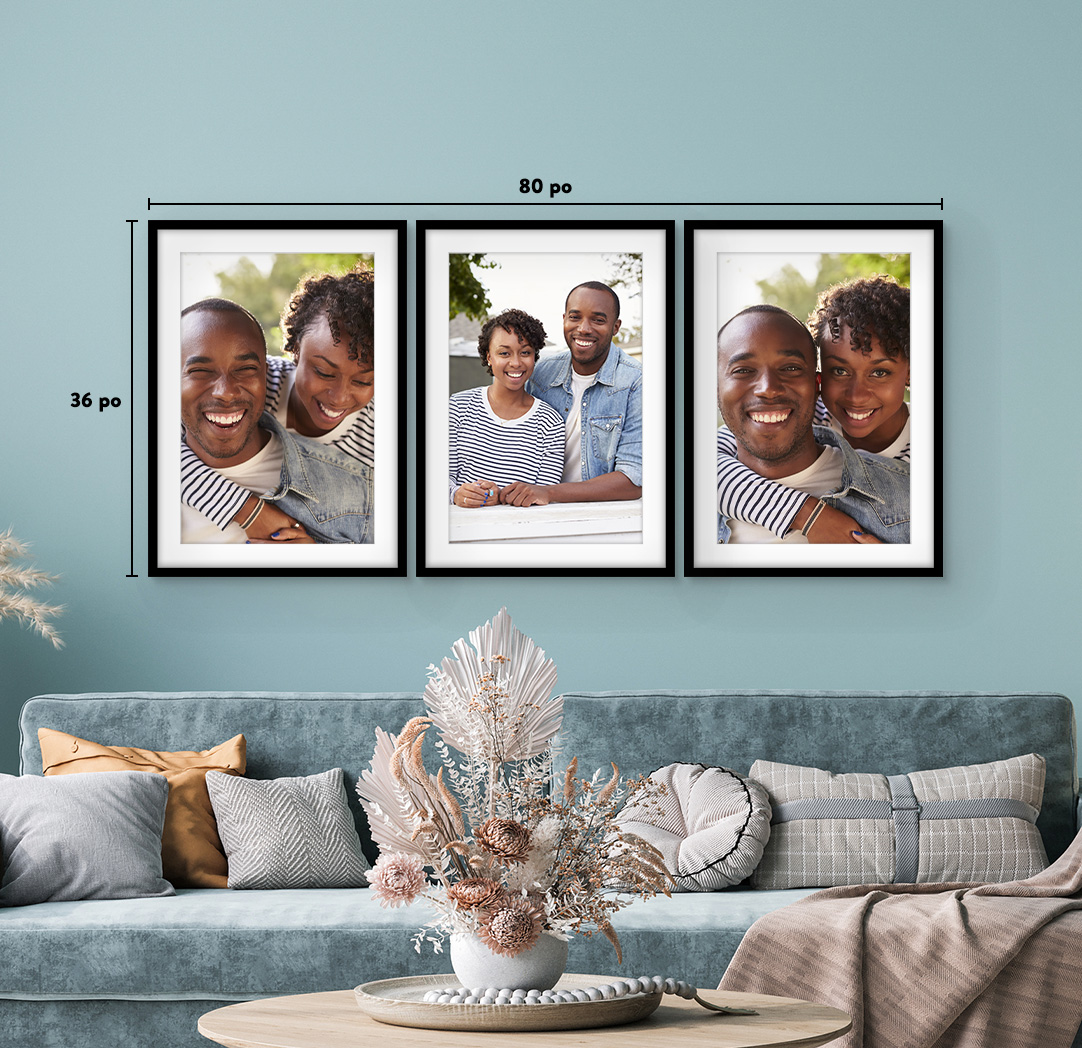 20 x 30 po noir - Ensemble de 3