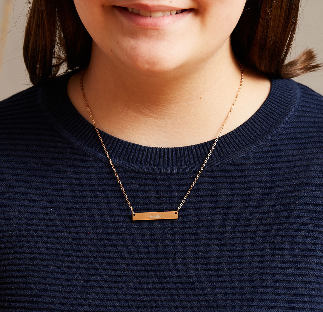 Collier avec pendentif rectangulaire horizontal - couleur argent