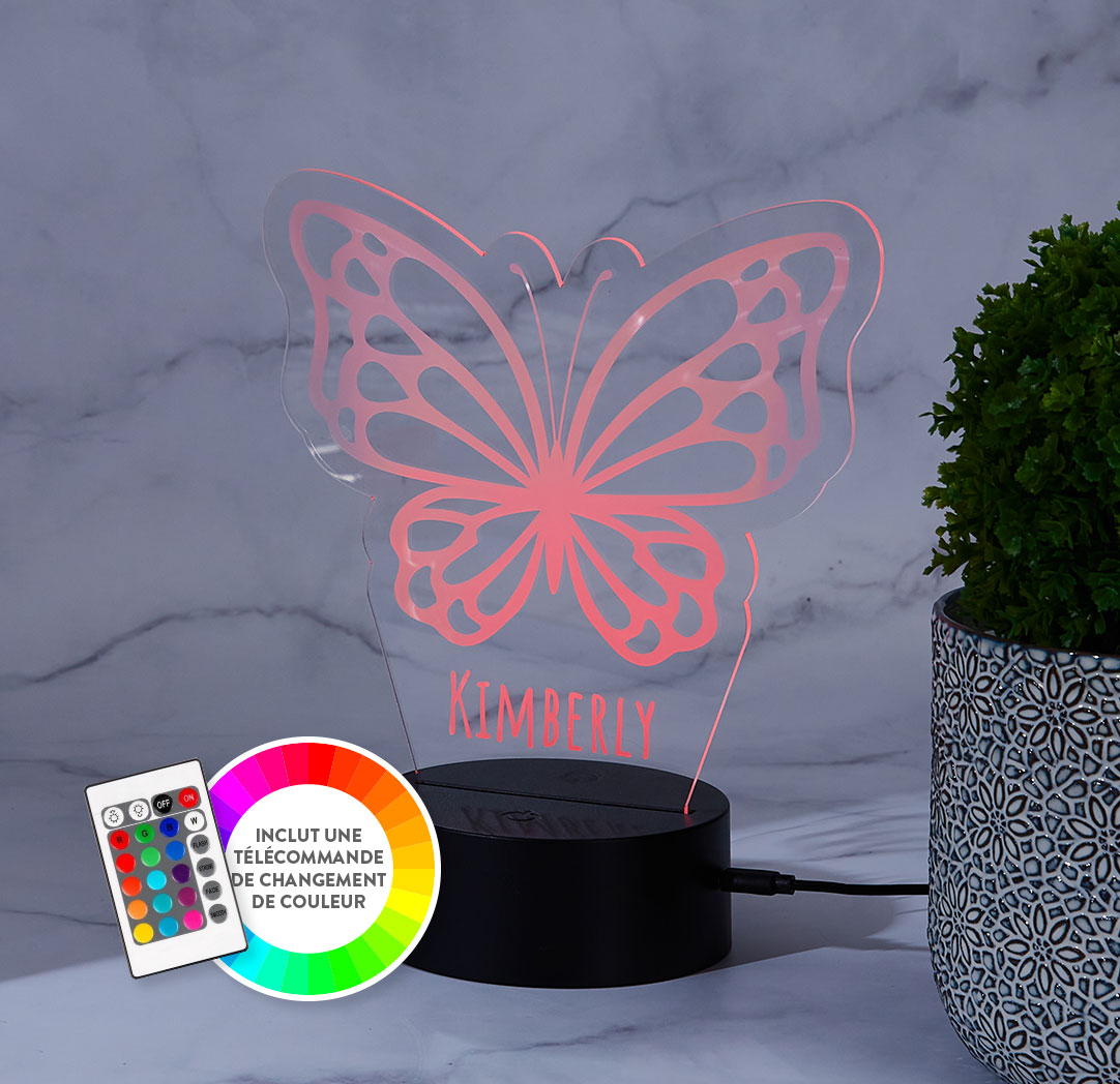 Panneau à DEL personnalisé noir - Papillon