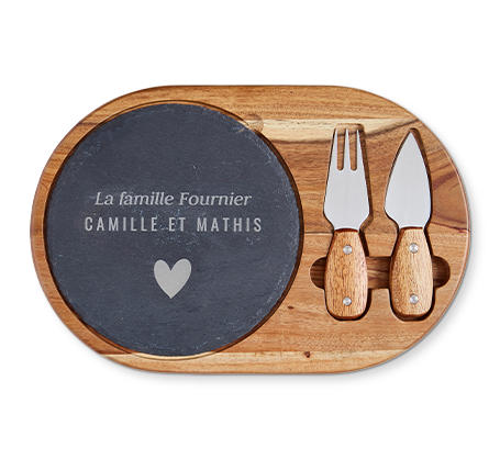 Ensemble à fromage personnalisé en bois et ardoise