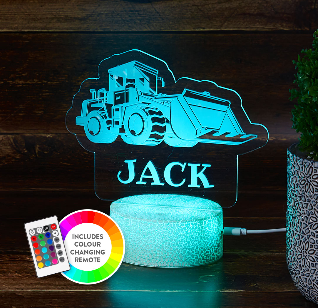 Personalized Cracked White LED Sign - Bulldozer