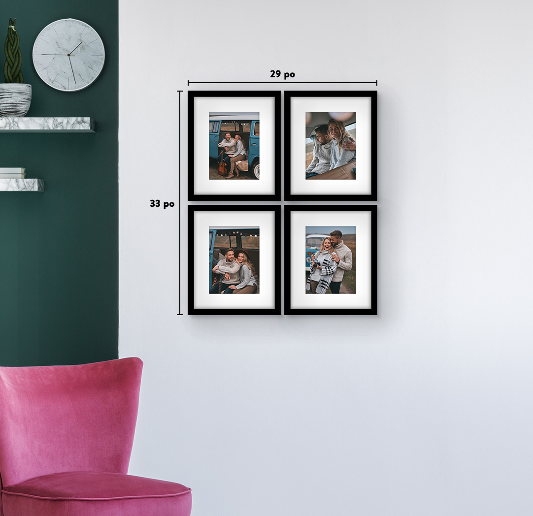 8 x 10 po noir - Ensemble de 4