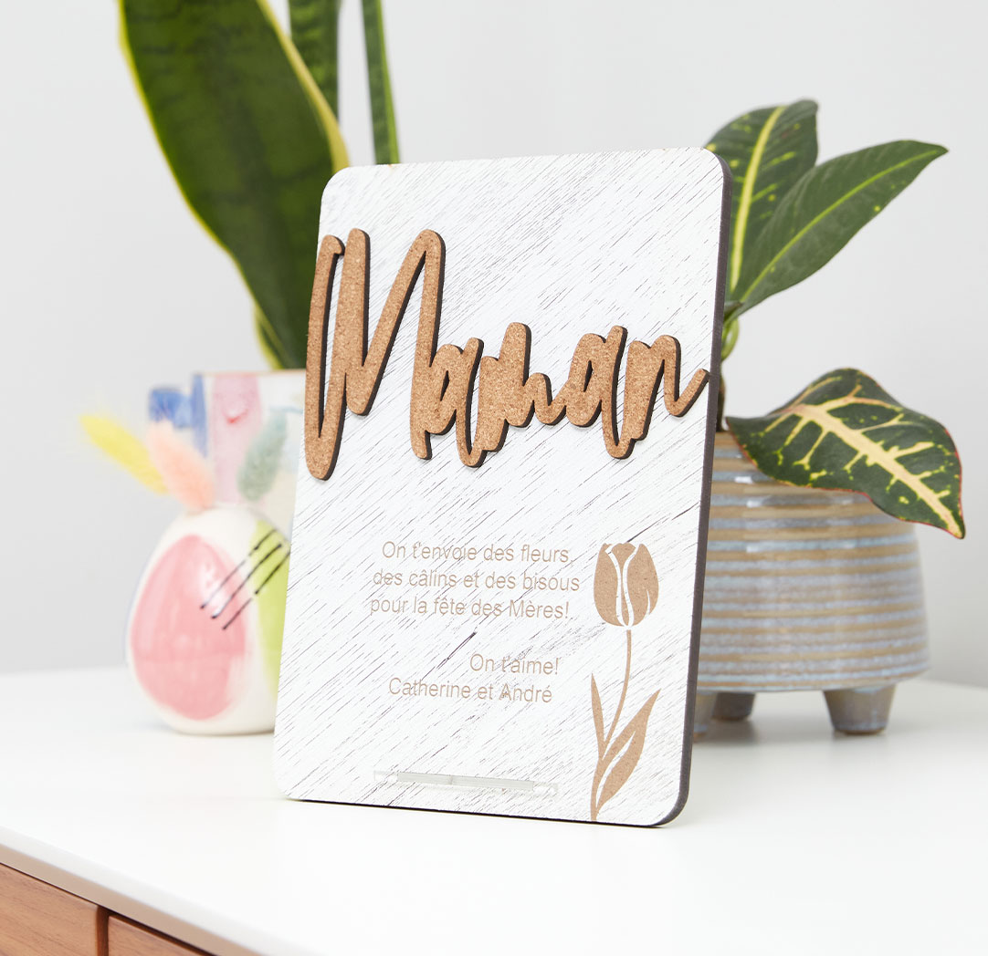 Carte décorative Maman - Bois