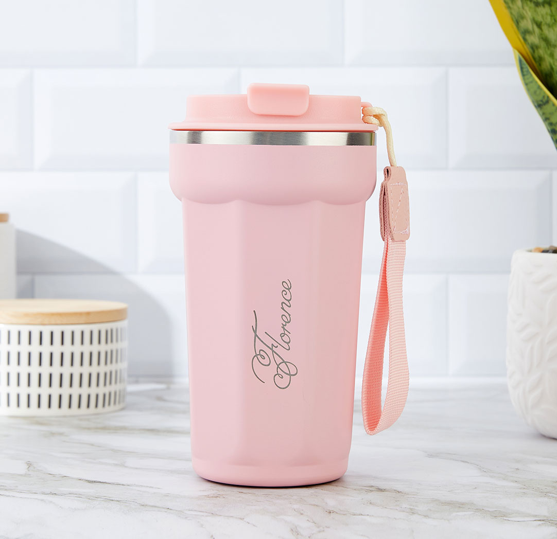 Gobelet à café personnalisé rose de 510 ml