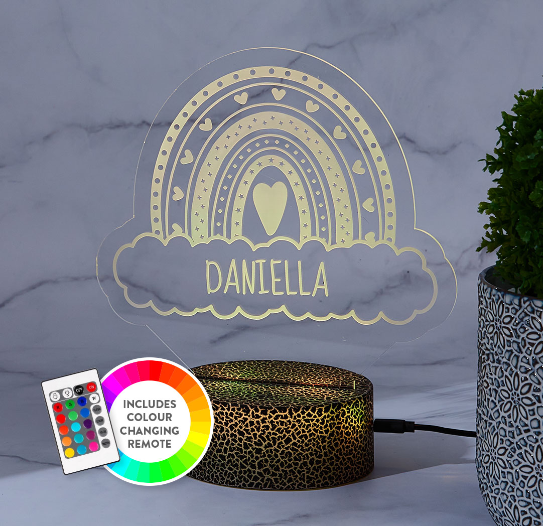 Personalized Cracked Black LED Sign - Rainbow