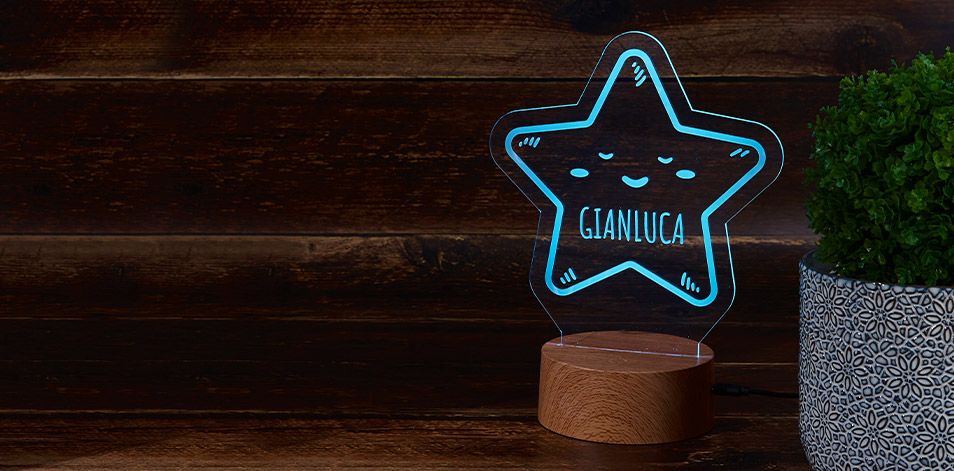 Panneau à DEL personnalisé en bois - Étoile