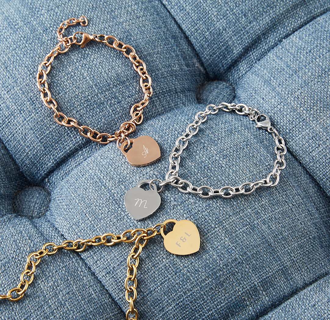 Heart Charm Cable Chain Bracelet - Silver Colour