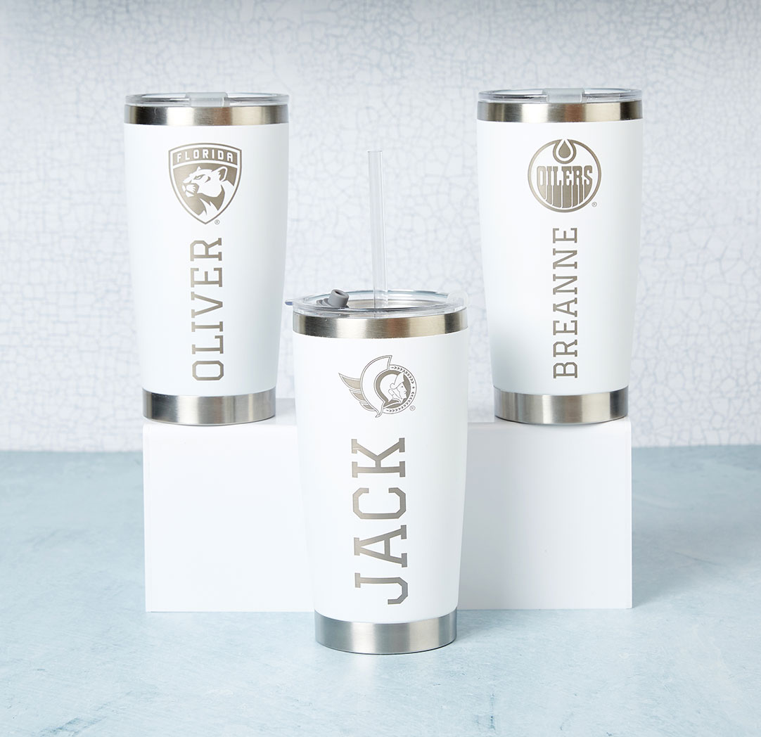600ml White Personalized NHL Tapered Tumbler