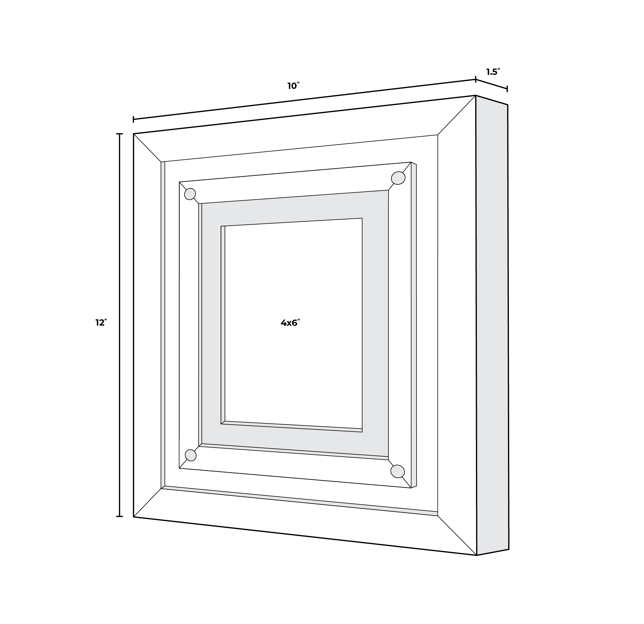 4x6 White Wood Rivet Frame