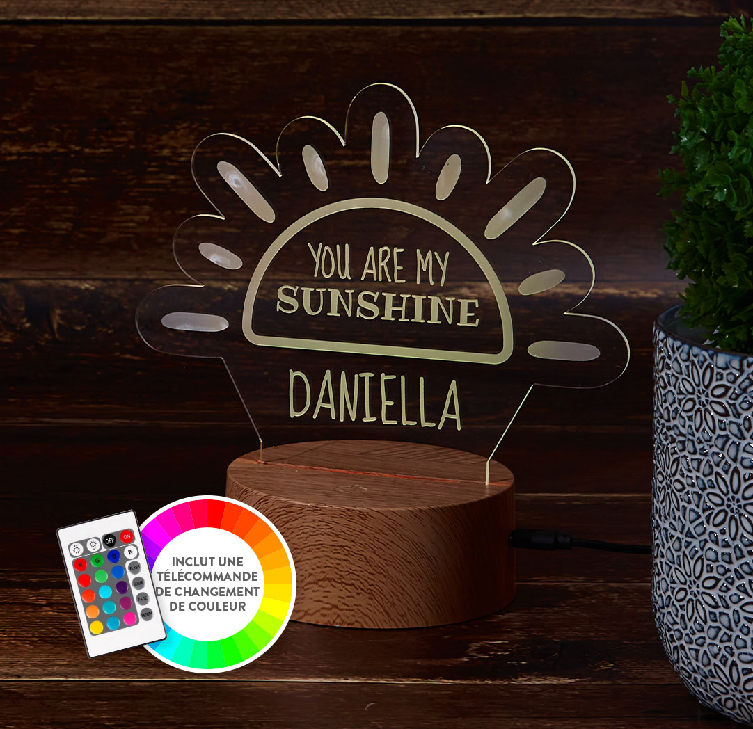 Panneau à DEL personnalisé en bois - Soleil