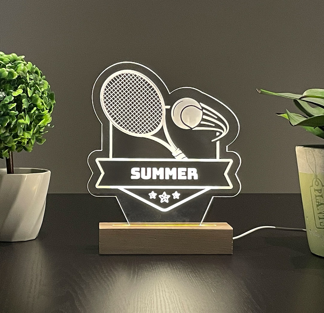 Panneau long à DEL personnalisé en bois - Tennis