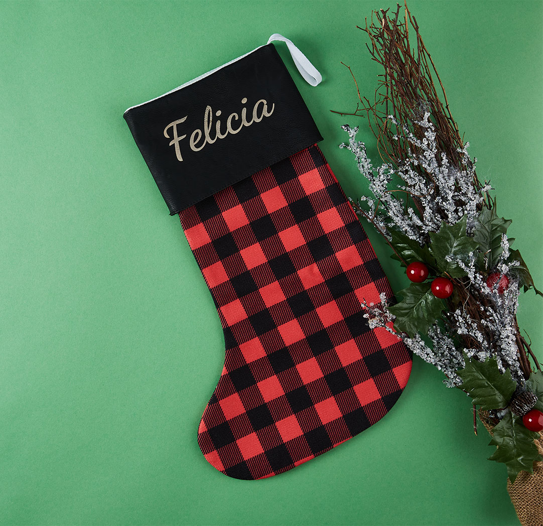 Bas de Noël personnalisé - Plaid rouge