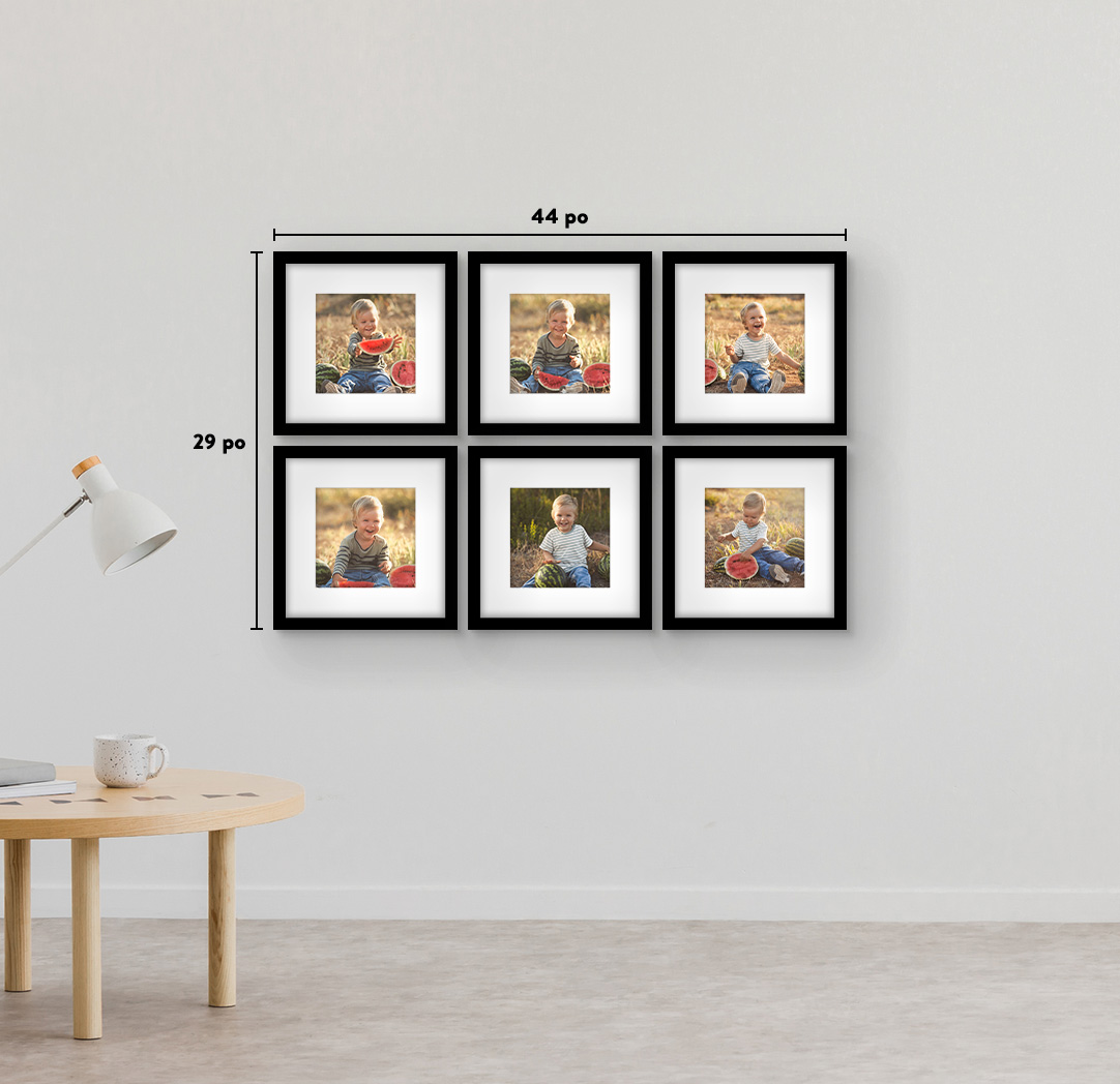 8 x 8 po noir - Ensemble de 6