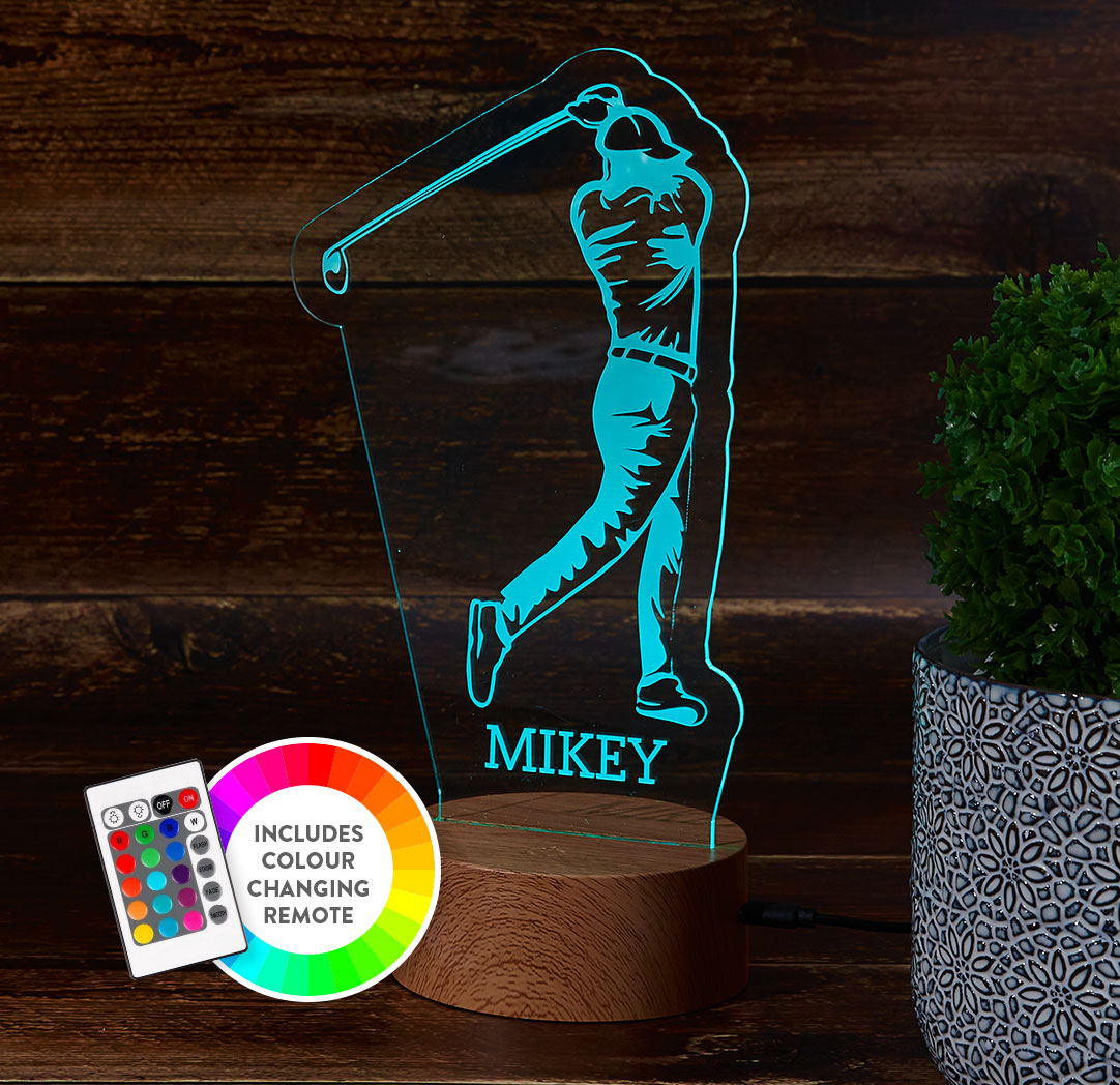 Personalized Wood LED Sign - Male Golfer