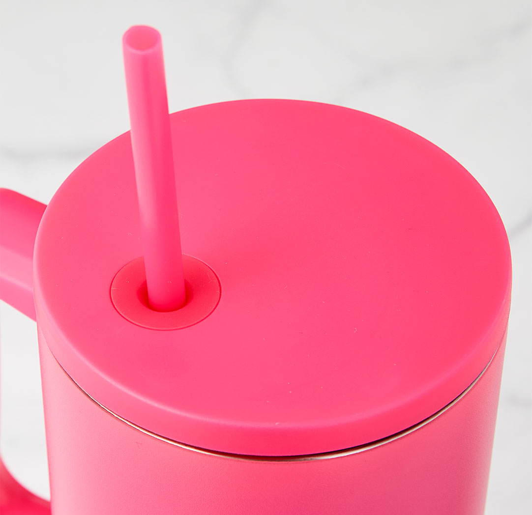 Gobelet de voyage personnalisé rose néon de 40 oz