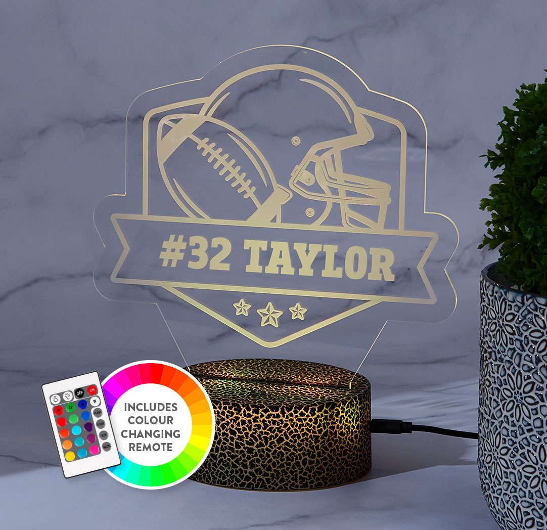 Personalized Cracked Black LED Sign - Football