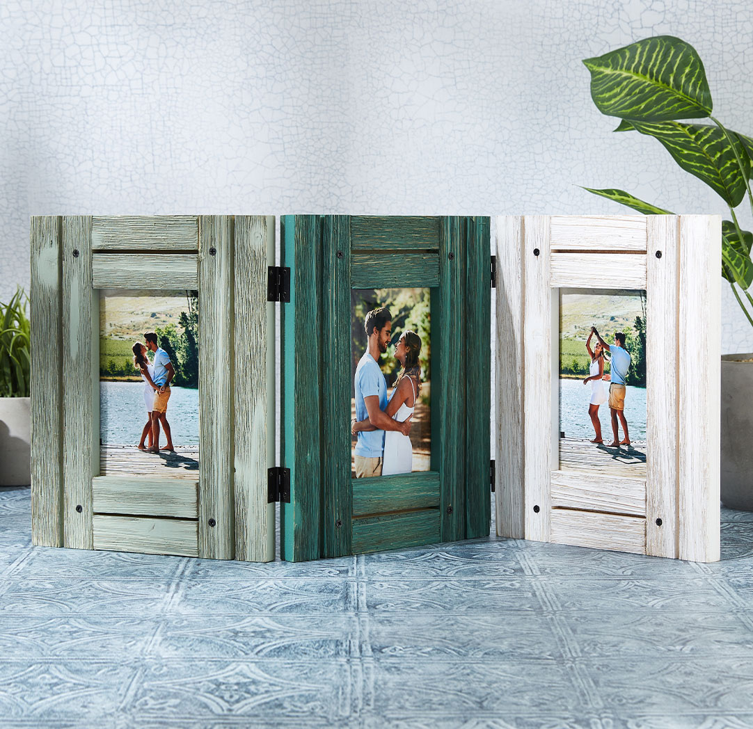 Cadre pliant en bois vert et blanc 4 x 6 po (3)