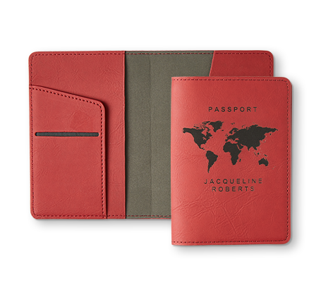 Personalized Red Leather Passport Holder