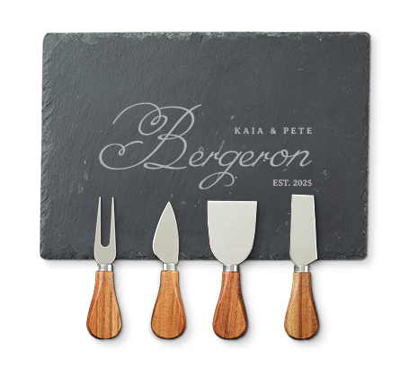 Personalized 5 Piece Slate Cheese Set