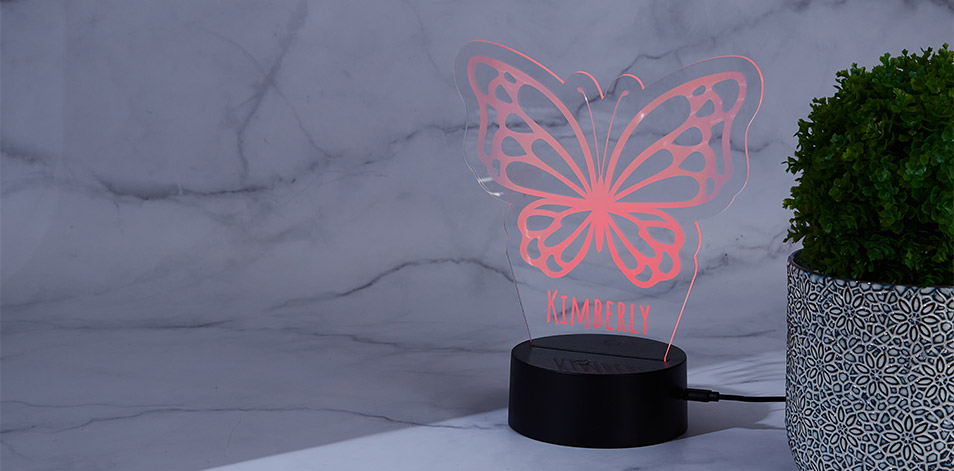 Personalized Black LED Sign - Butterfly