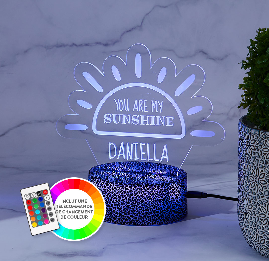 Panneau à DEL personnalisé noir craquelé  - Soleil