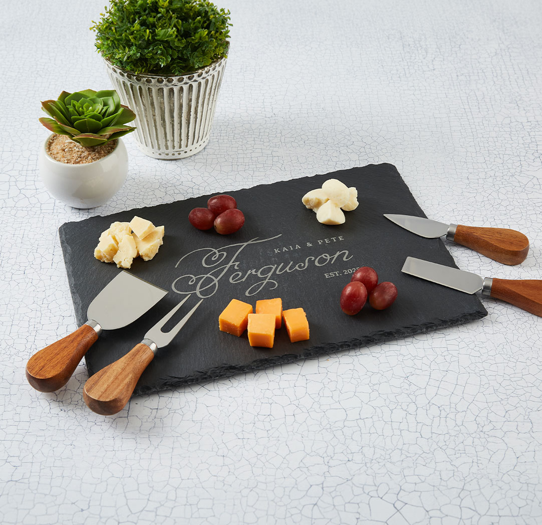 Personalized 5 Piece Slate Cheese Set