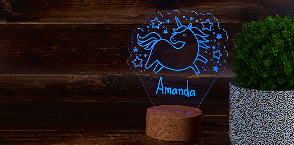 Personalized Wood LED Sign - Unicorn
