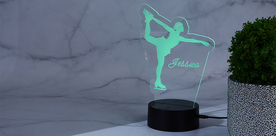 Personalized Black LED Sign - Ice Skater