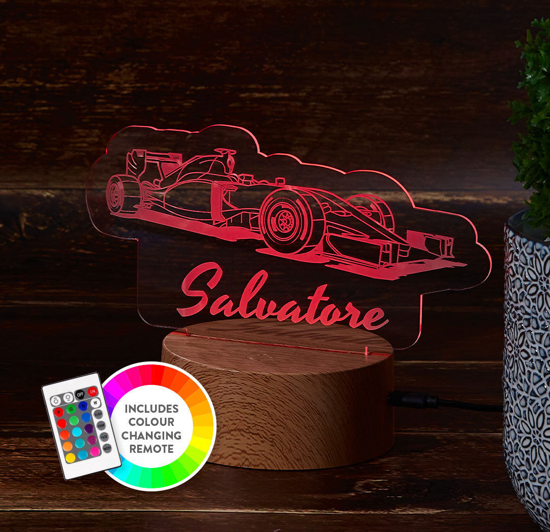 Personalized Wood LED Sign - Race Car