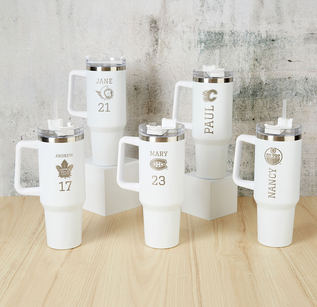 40oz. White Personalized NHL Travel Tumbler