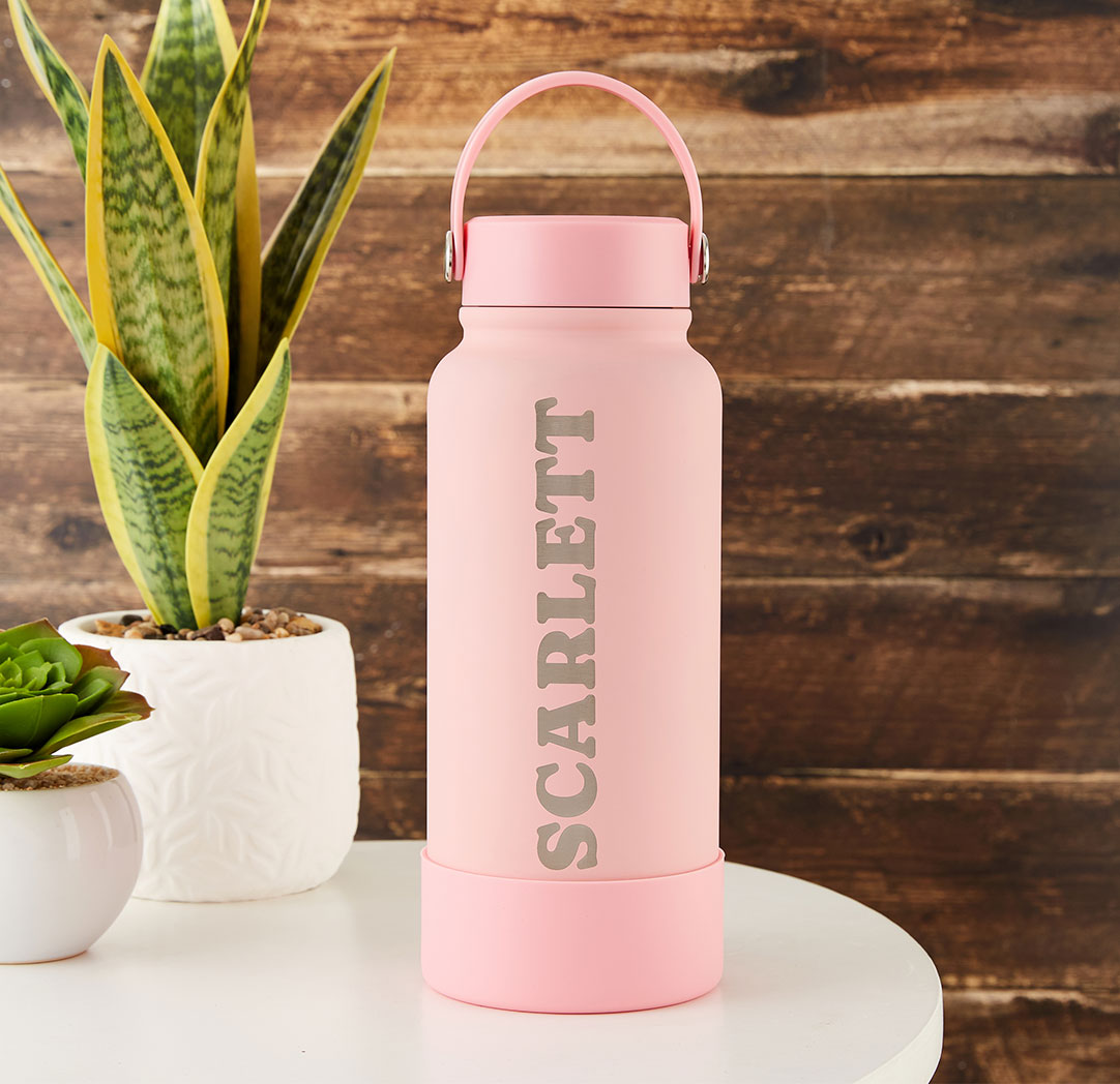 Bouteille à eau personnalisée rose pâle de 1 l