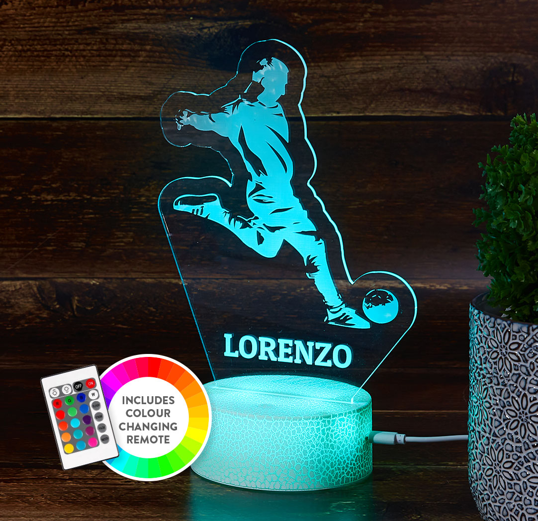 Personalized Cracked White LED Sign - Soccer Player