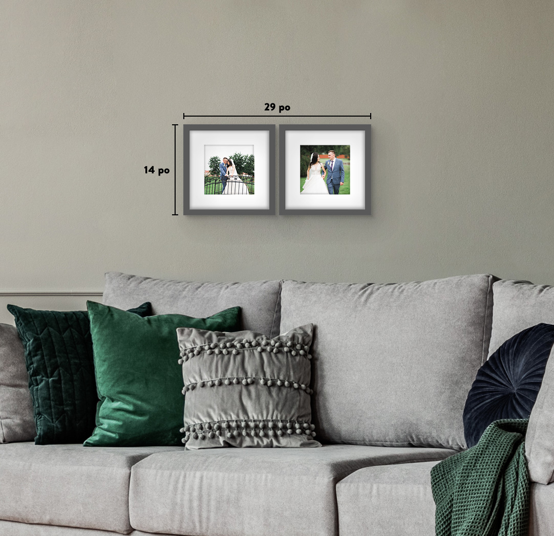 8 x 8 po gris - Ensemble de 2