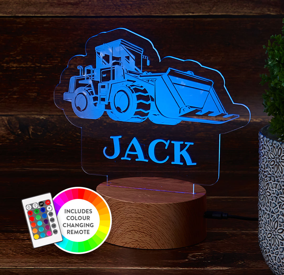 Personalized Wood LED Sign - Bulldozer