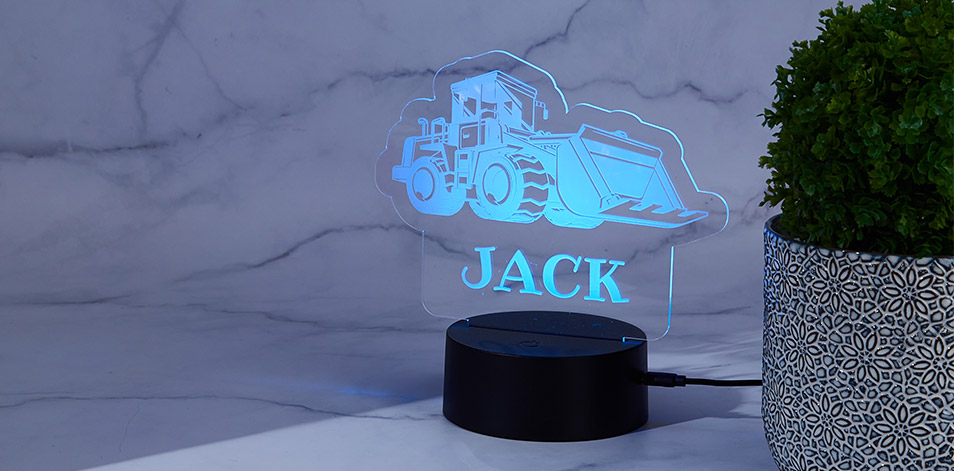 Personalized Black LED Sign – Bulldozer