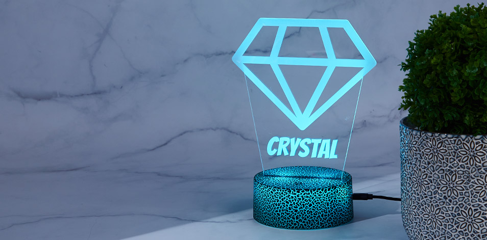 Personalized Cracked Black LED Sign - Crystal