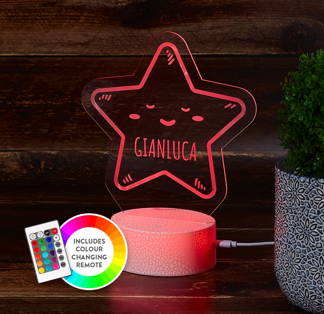 Personalized Cracked White LED Sign - Star