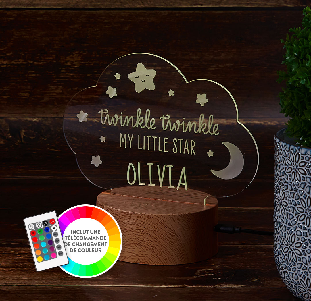 Panneau à DEL personnalisé en bois - Twinkle, Twinkle
