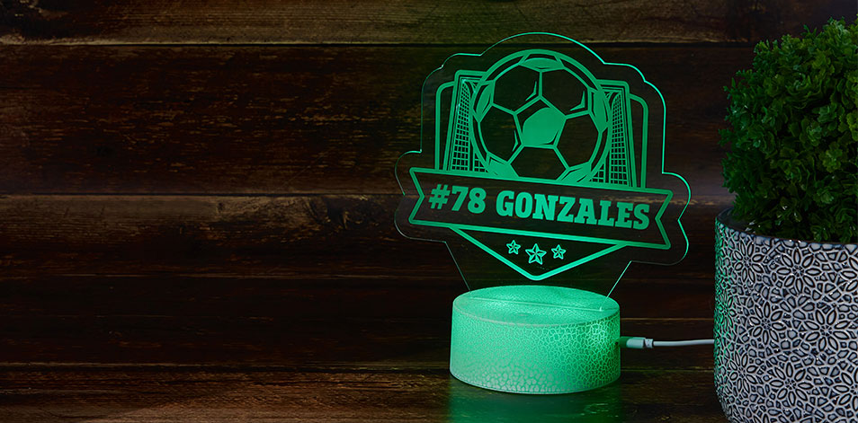 Panneau à DEL personnalisé blanc craquelé - Soccer