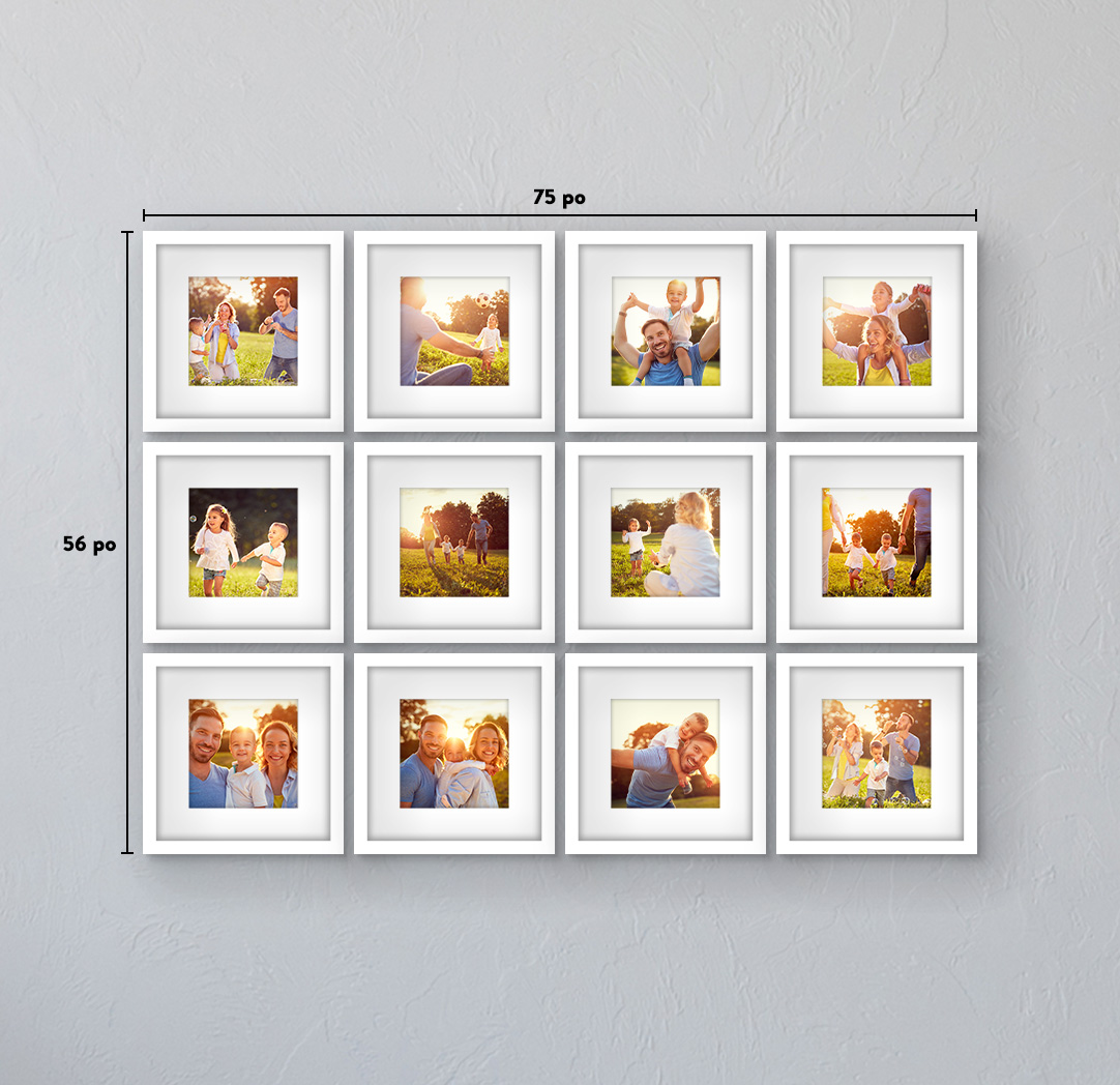 12 x 12 po blanc - Ensemble de 12