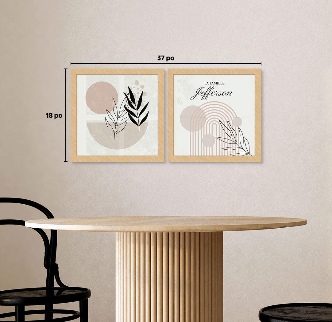 Ensemble de 2 - thématique de 12 x 12 po, cadres bois