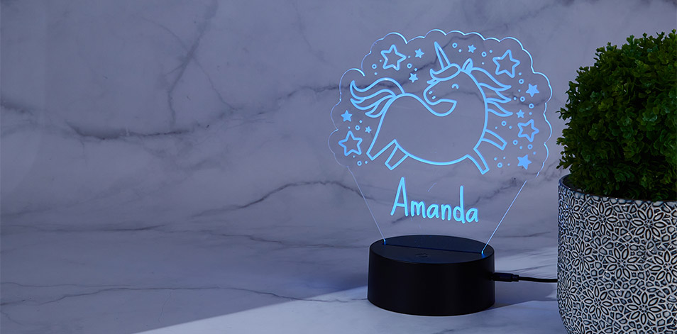 Personalized Black LED Sign - Unicorn