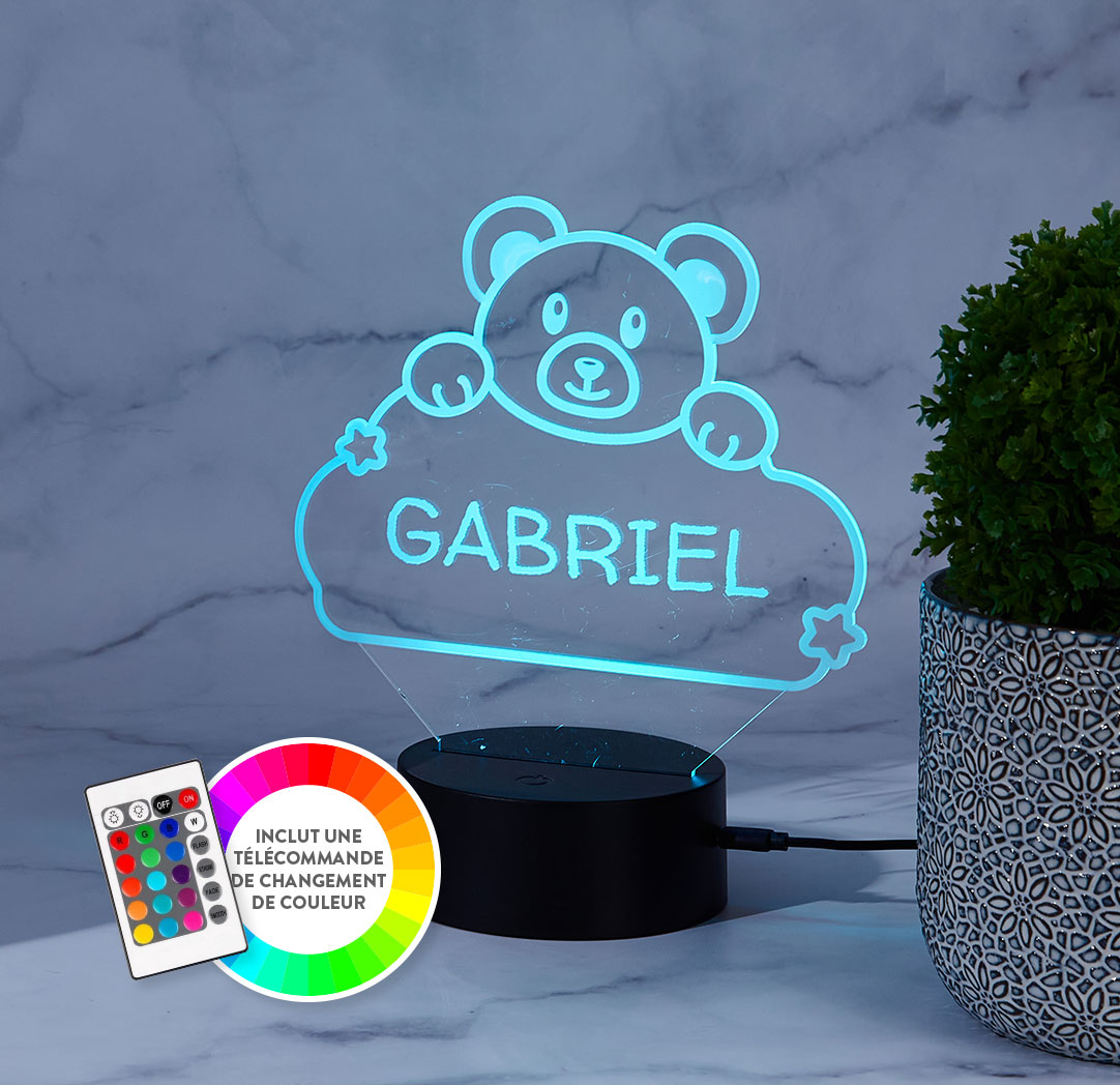 Panneau à DEL personnalisé noir - Ourson