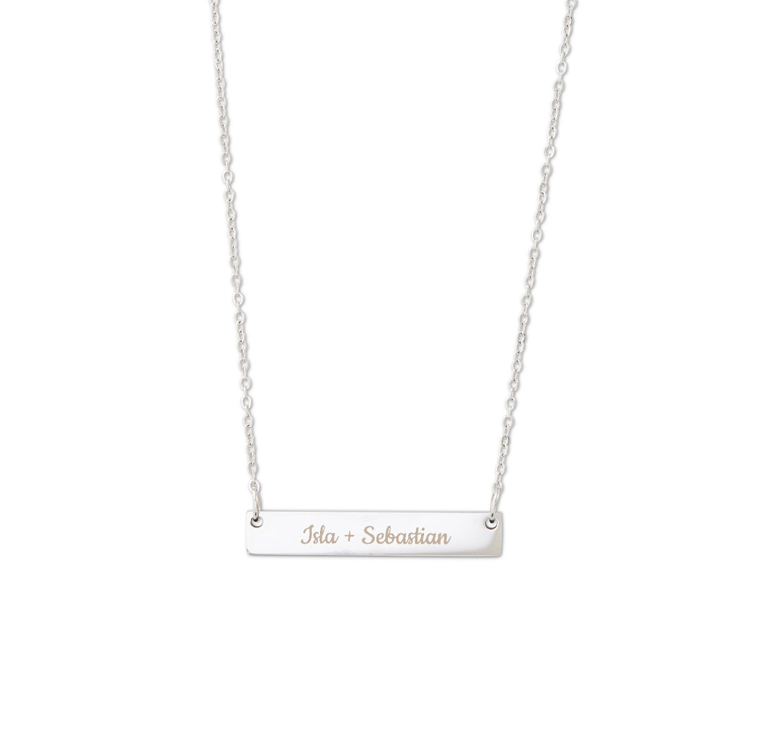 Horizontal Bar Pendant Necklace - Silver Colour