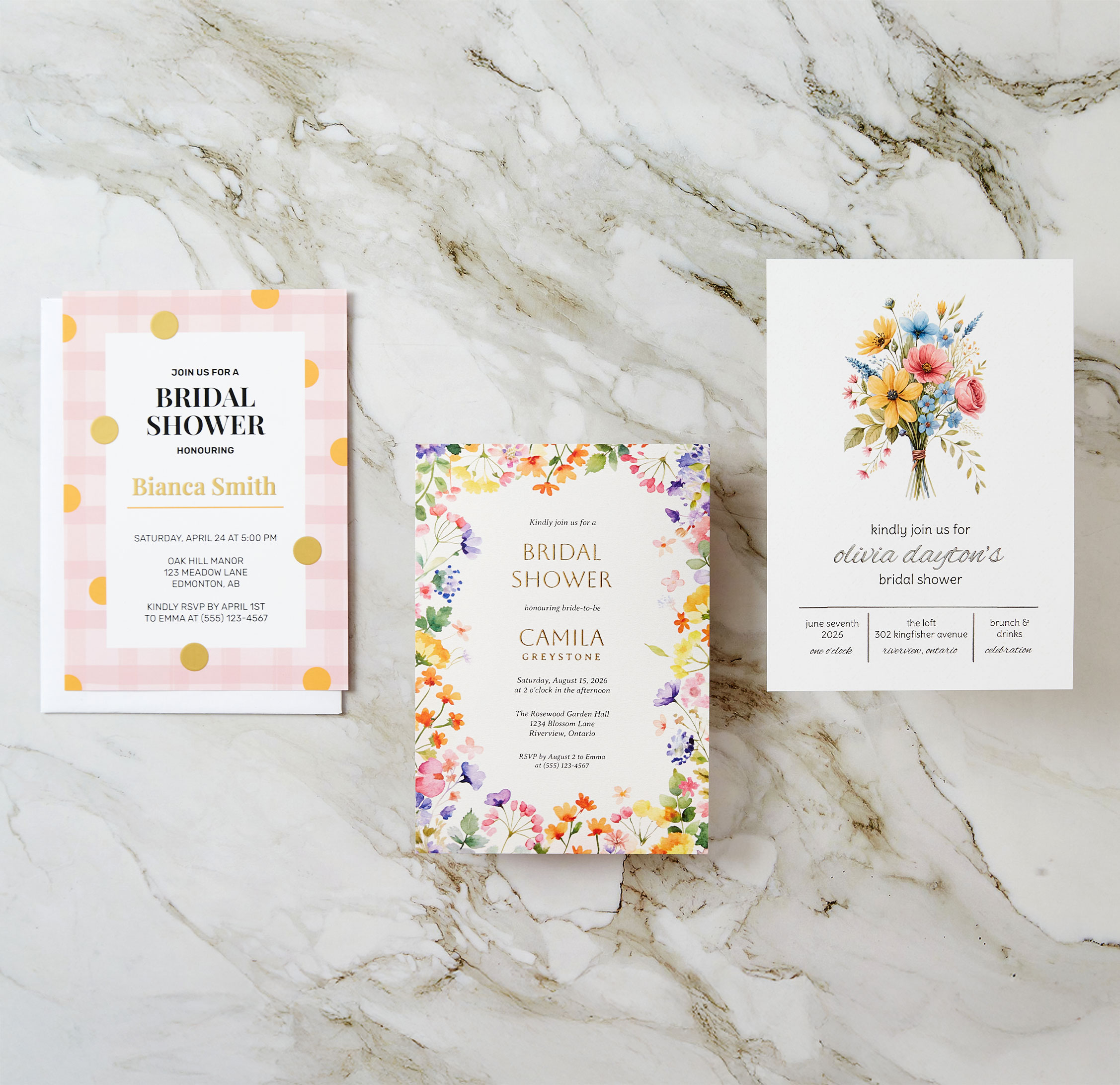 5x7 Soft Touch Bridal Shower Invitations