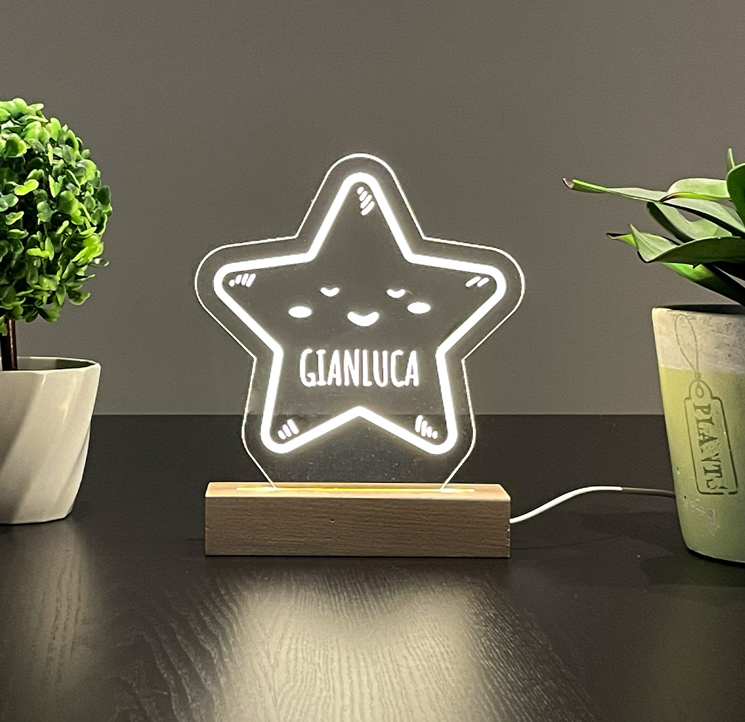 Panneau long à DEL personnalisé en bois - Étoile