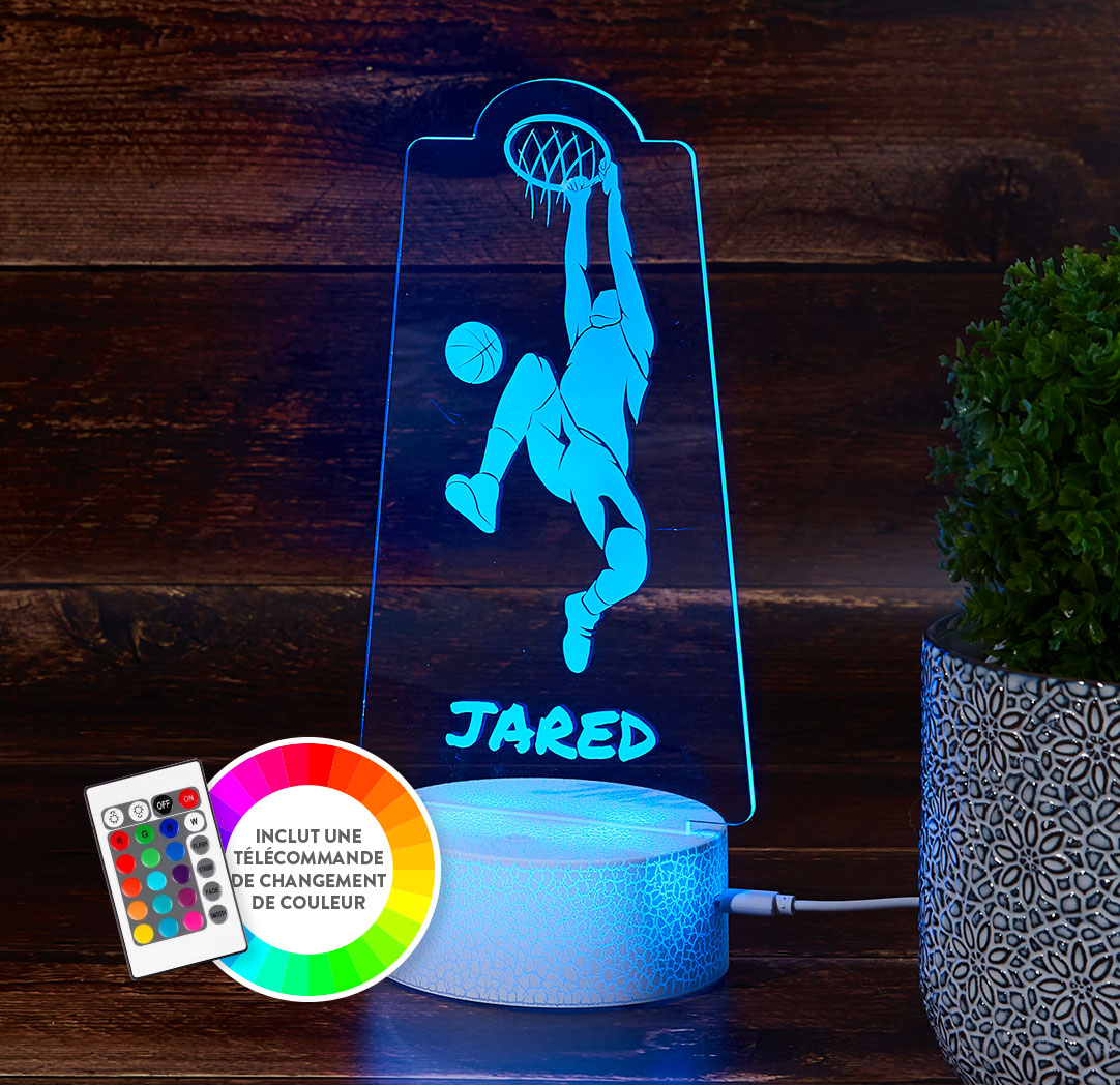 Panneau à DEL personnalisé blanc craquelé - Joueur de basketball