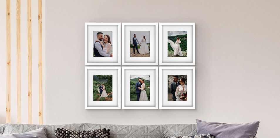 8 x 10 po blanc - Ensemble de 6