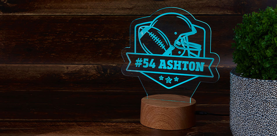 Personalized Wood LED Sign - Football